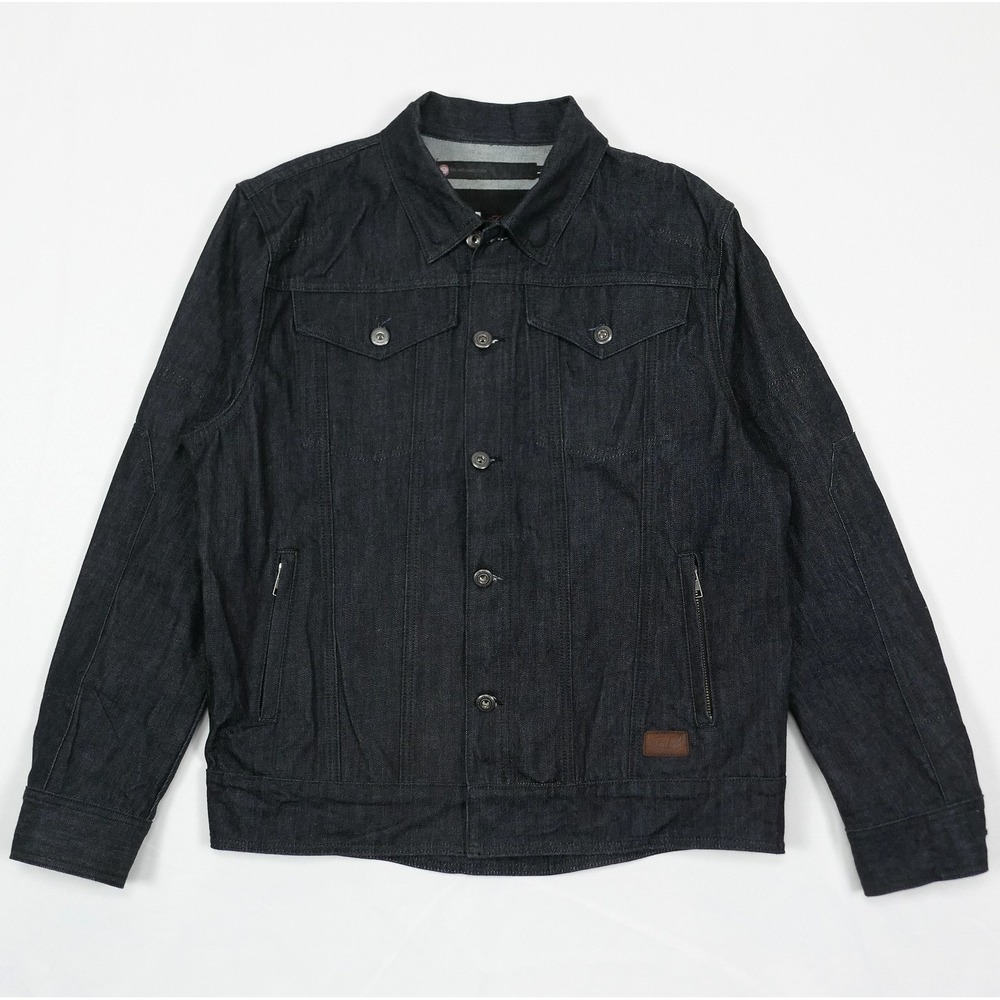 Roland Sands‎ Design FUBAR Raw Denim Motorcycle Jacket Men's L  USA Made / RARE